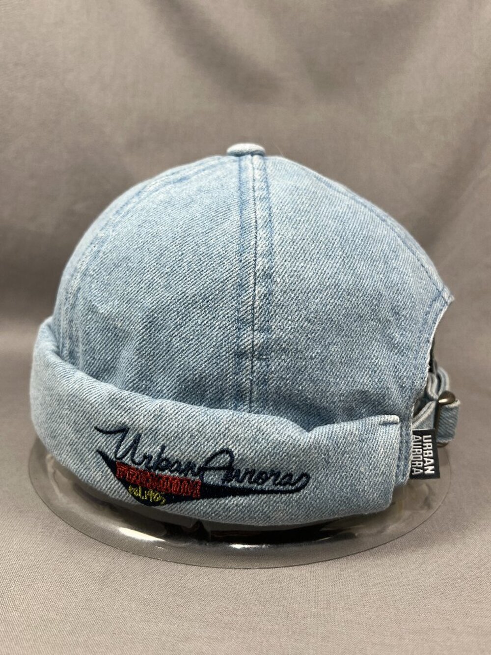 Urban Aurora Light Wash Denim Docker Cap Brimless Hat Skullcap Strapback Unisex